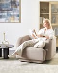 Miniatyrbilde 4 av 11: Lenestol Taupe Stoff Retro Glam Art Decor Style med Armlener til Stue
