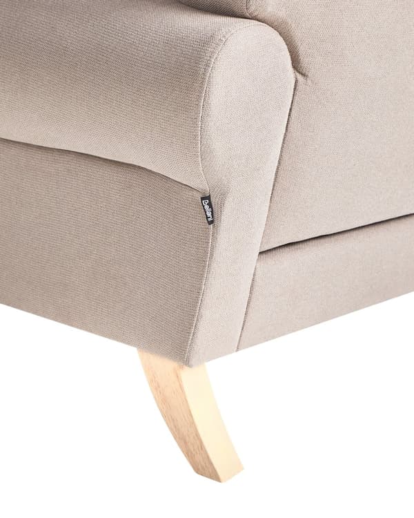 Lænestol taupe polyester stofbetræk træben retro minimalistisk stil stue