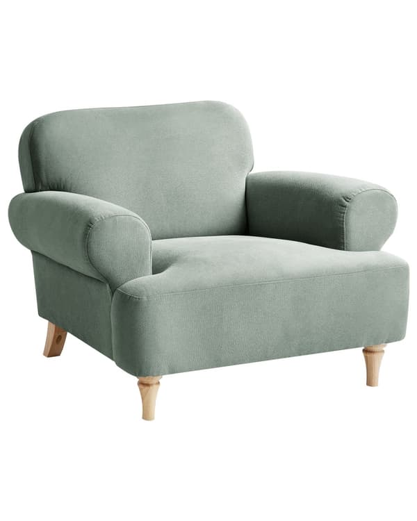 Lenestol Lysegrønn Polyester Stoff Treben Retro Minimalistiske Design Stue Møbler