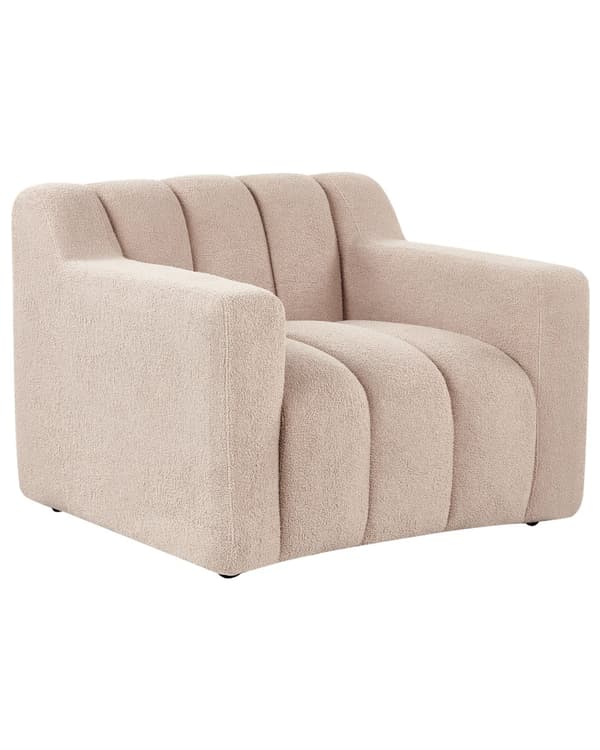 Lenestol Beige Bouclé Polstret Tykt Ryggstøtte Moderne Design Sofa til Sue