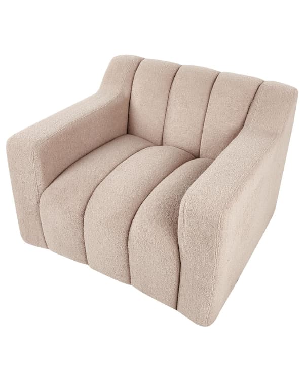 Lenestol Beige Bouclé Polstret Tykt Ryggstøtte Moderne Design Sofa til Sue