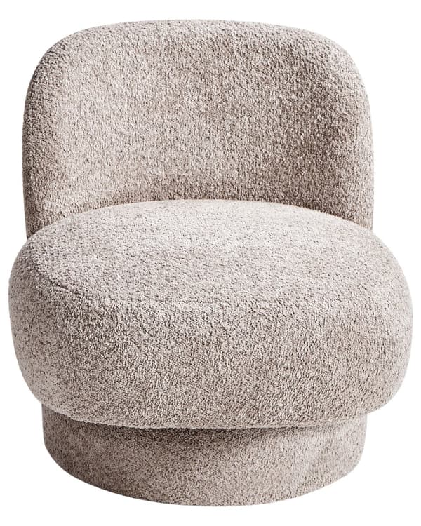 Svingbar Lenestol Beige Boucle Polstring Club Chair Buet Ryggstøtte Retro