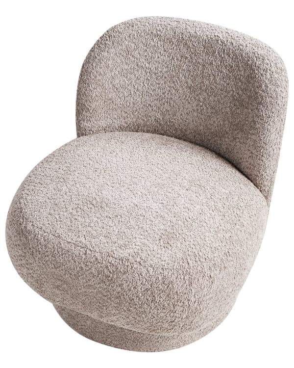 Svingbar Lenestol Beige Boucle Polstring Club Chair Buet Ryggstøtte Retro