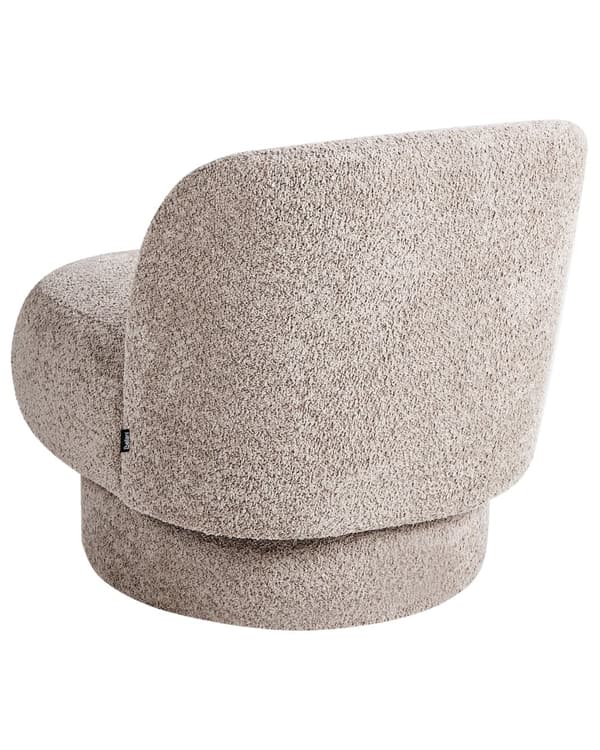 Svingbar Lenestol Beige Boucle Polstring Club Chair Buet Ryggstøtte Retro