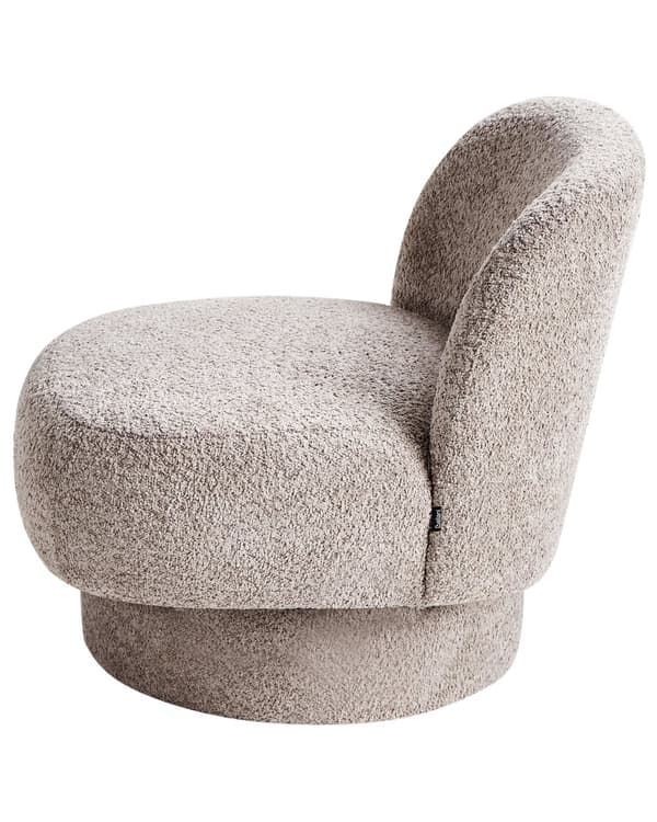 Svingbar Lenestol Beige Boucle Polstring Club Chair Buet Ryggstøtte Retro