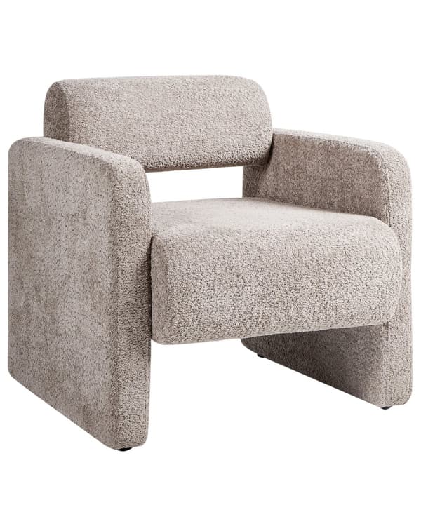 Lenestol Beige Boucle Sete Armløss Retro Design Stil til Stue Møbler