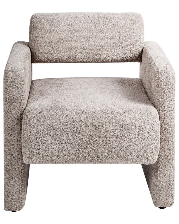 Lenestol Beige Boucle Sete Armløss Retro Design Stil til Stue Møbler