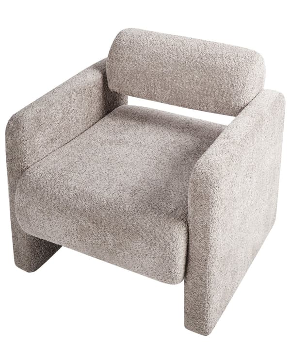 Lenestol Beige Boucle Sete Armløss Retro Design Stil til Stue Møbler