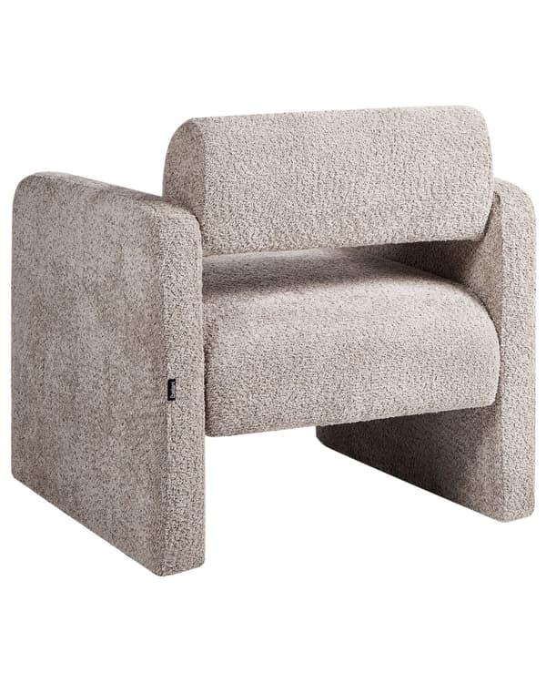 Lenestol Beige Boucle Sete Armløss Retro Design Stil til Stue Møbler