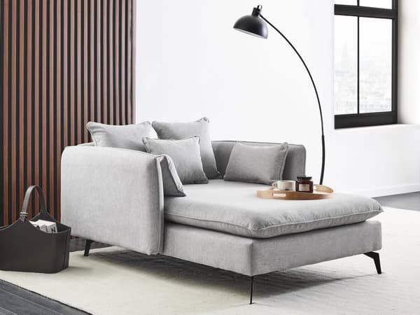 Sjeselong Lysegrå stoffkledning Armlener Pute Ryggstøtte Moderne design Symmetrisk Stue