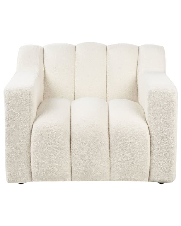 Lenestol Off-White Boucle Polstret Tykt Ryggstøtte Moderne Design Sofa til Sue