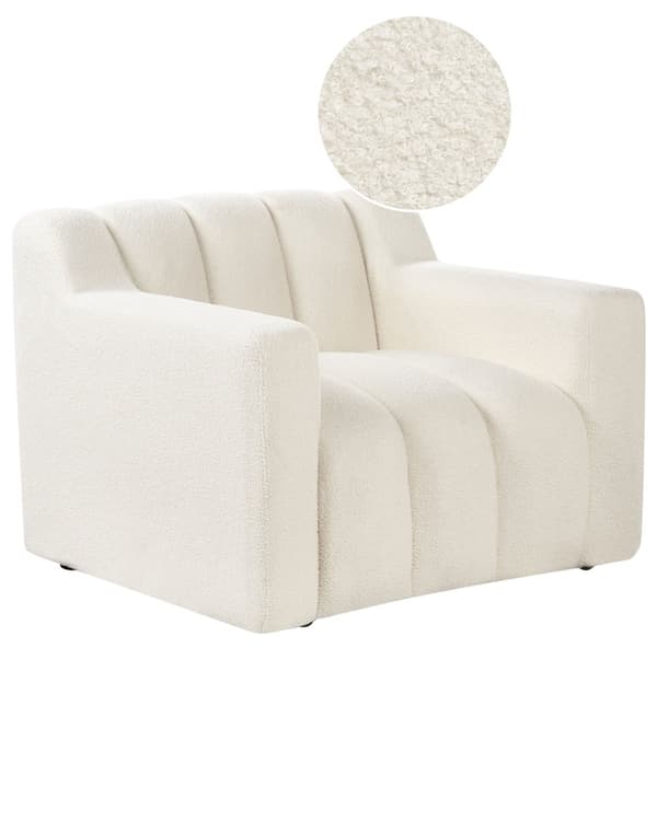 Lenestol Off-White Boucle Polstret Tykt Ryggstøtte Moderne Design Sofa til Sue