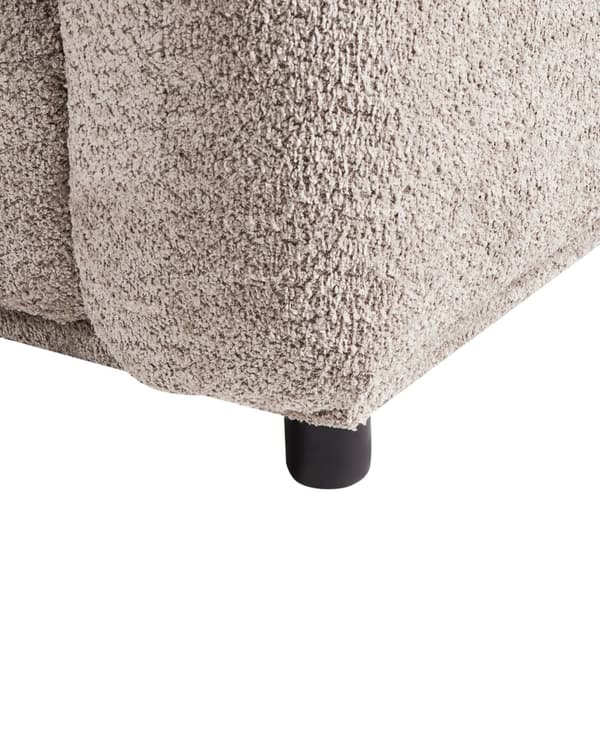 Lenestol Beige Boucle Stoff Mykt Nubby Svart Ben Buet Ryggstøtte Retro Glam Art Dekor Stil