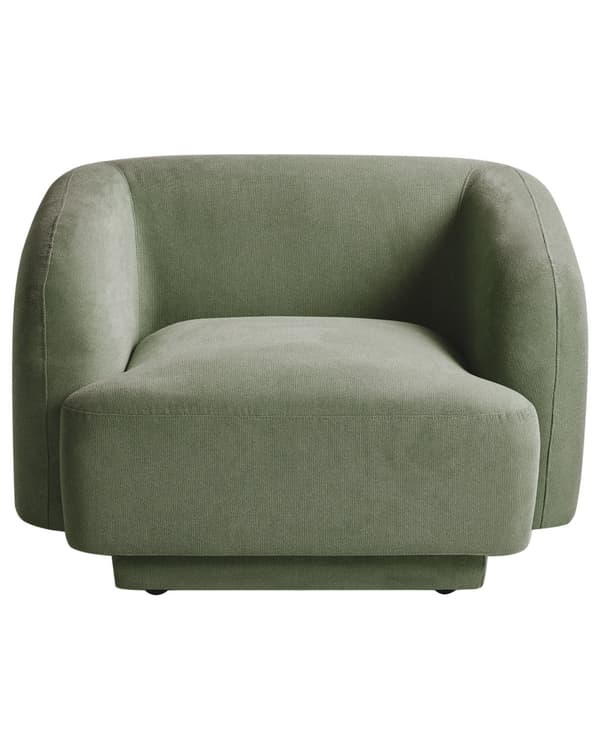Lenestol i Grønn Stoff Retro Glam Art Decor Style med Armlener til Stue