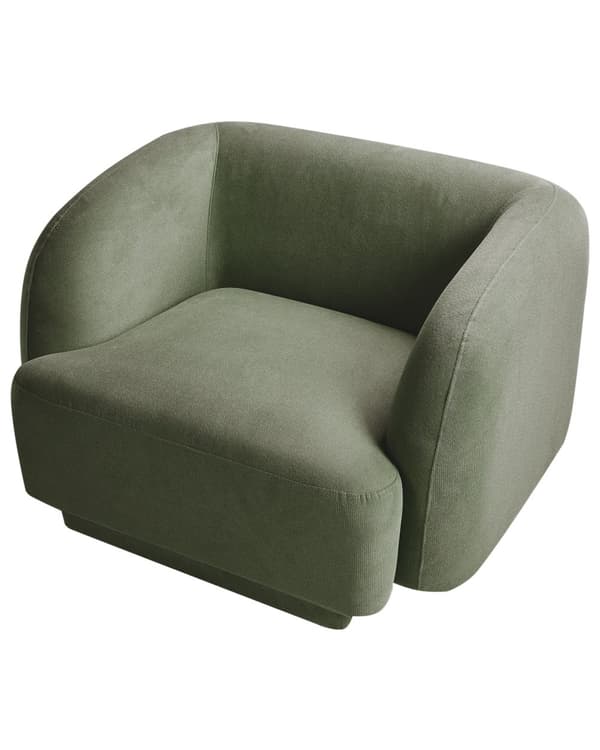 Lenestol i Grønn Stoff Retro Glam Art Decor Style med Armlener til Stue