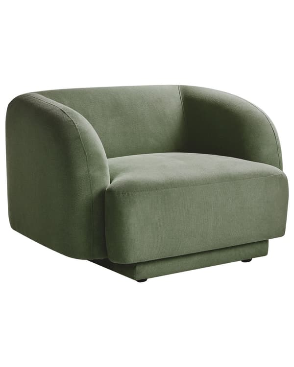 Lenestol i Grønn Stoff Retro Glam Art Decor Style med Armlener til Stue