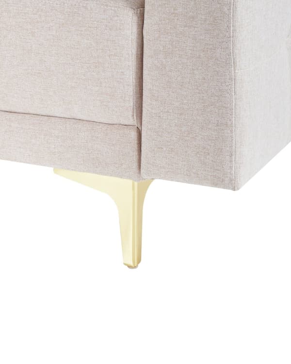 Fåtölj Beige Tuftad Tyg Modern Vardagsrum Liggande Stol Guld Ben