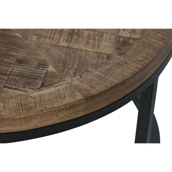 Sæt med 2 borde Home ESPRIT Brun Sort Natur Metal Mangotræ 90 x 90 x 40 cm