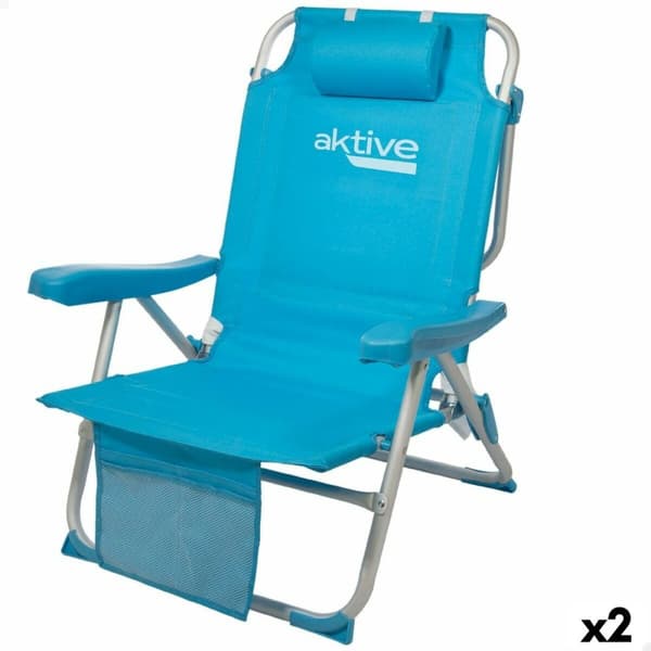 Sammenleggbar stol med nakkestøtte Aktive 49 x 80 x 58 cm Blå (2 enheter)