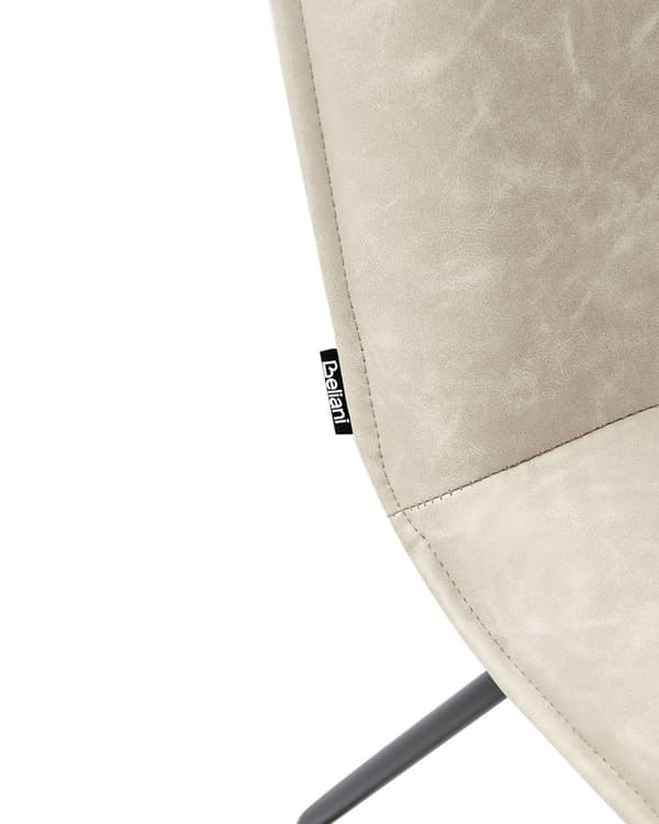 Armlenestol Beige PU-trekk i Kunstskinn Bredt Sete Vintage-Design Svart Metallramme