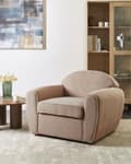 Miniatyrbilde 2 av 11: Lenestol Lysebrun Boucle Polstret Tykt Polstret Ryggstøtte Moderne Stil Stue Sofa