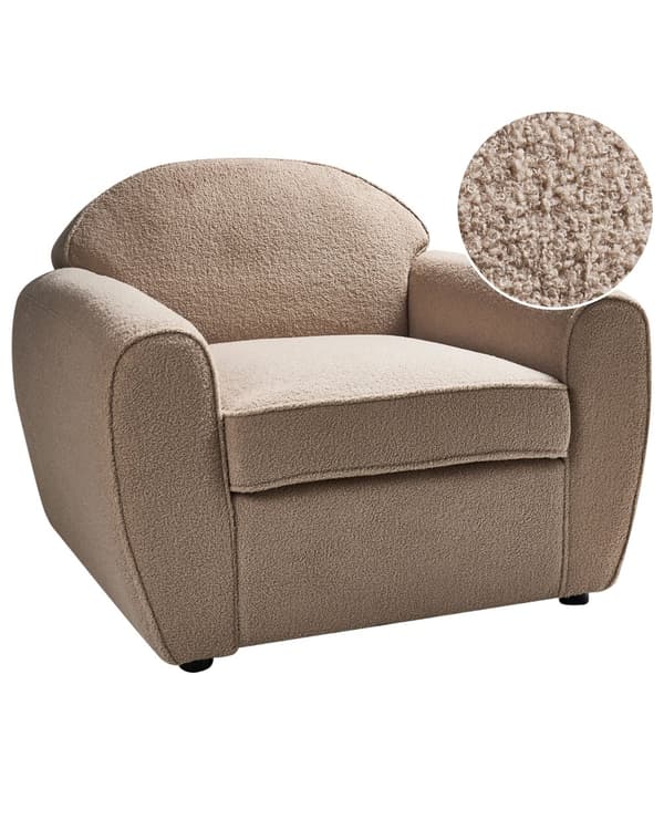 Lenestol Lysebrun Boucle Polstret Tykt Polstret Ryggstøtte Moderne Stil Stue Sofa