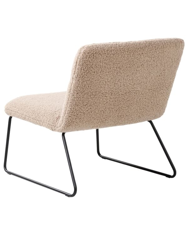 Aksentstol Beige Boucle Polstring Bredt Sete Vintage Design Svart Metallramme