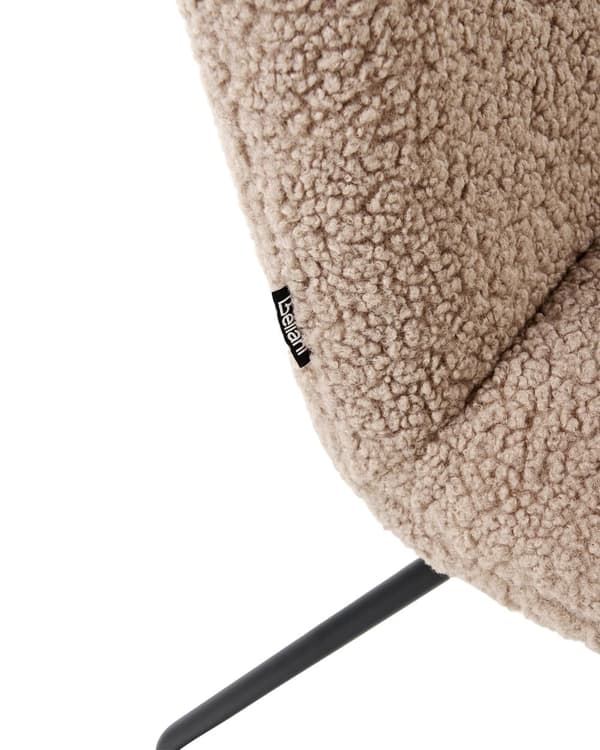 Aksentstol Beige Boucle Polstring Bredt Sete Vintage Design Svart Metallramme