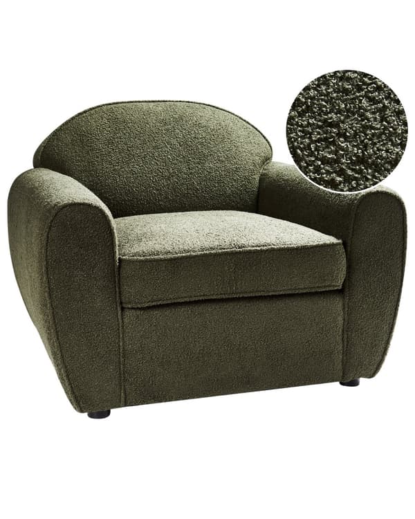 Lenestol Mørkegrønn Boucle Polstret Tykt Polstret Ryggstøtte Moderne Stil Stue Sofa