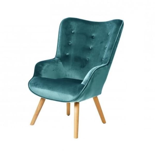 Velourfåtölj i blå anka Home Deco Factory