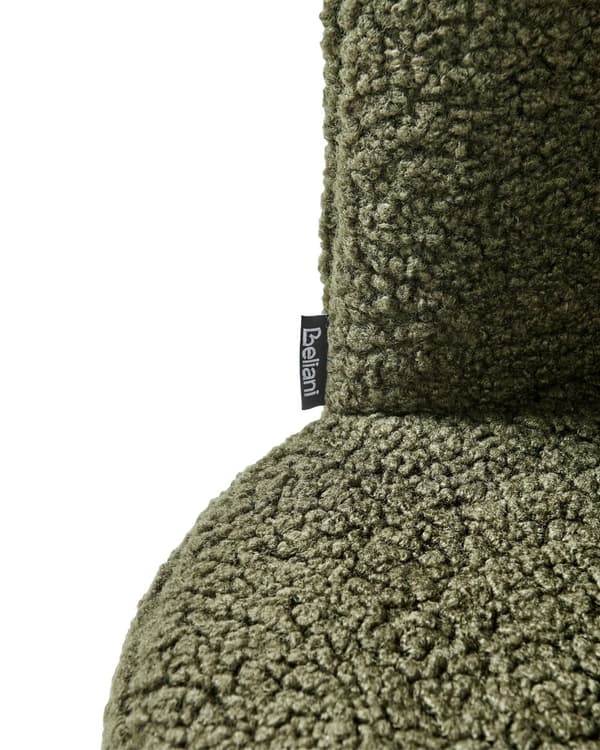 Lænestol Grøn Boucle Plys Stuestol med Armlæn til Stuen Bred Hvilestol Polstret Blød Fluffy Stol Design