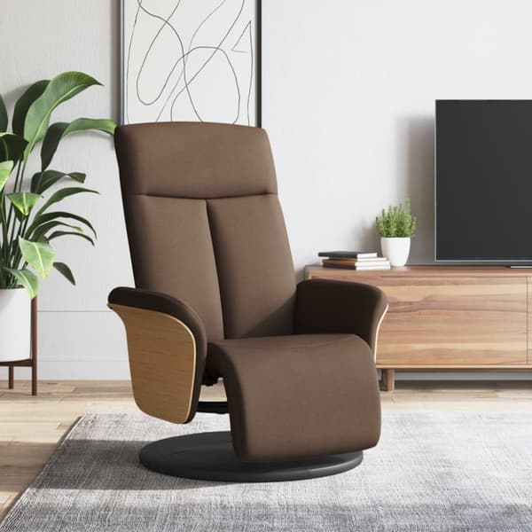 Reclinerfåtölj med fotstöd brun tyg