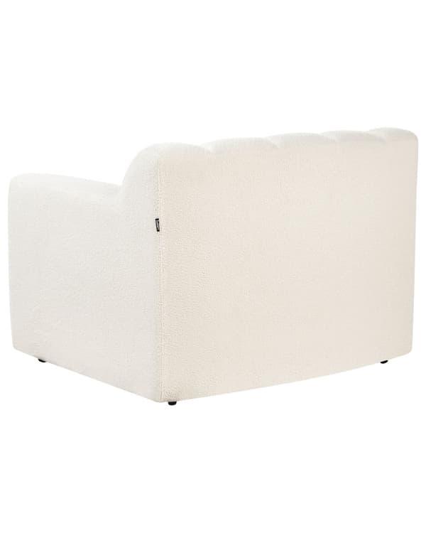 Fåtölj Off-White Boucle Klädd Dämpad Tjockt Vadderad Ryggstöd Modernt Vardagsrum Soffa