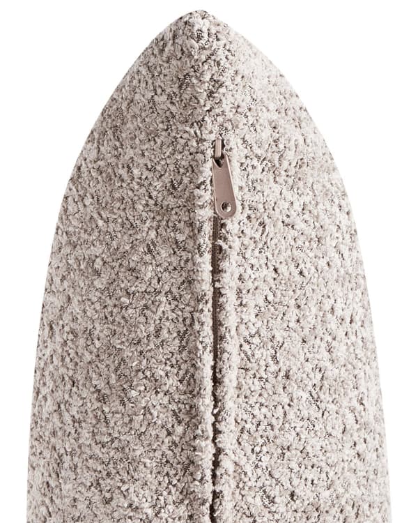 Fåtölj Beige Bouclé Tyg Mjuk Nubbig Svarta Ben Böjda Ryggstöd Retro Glam Art Decor Stil