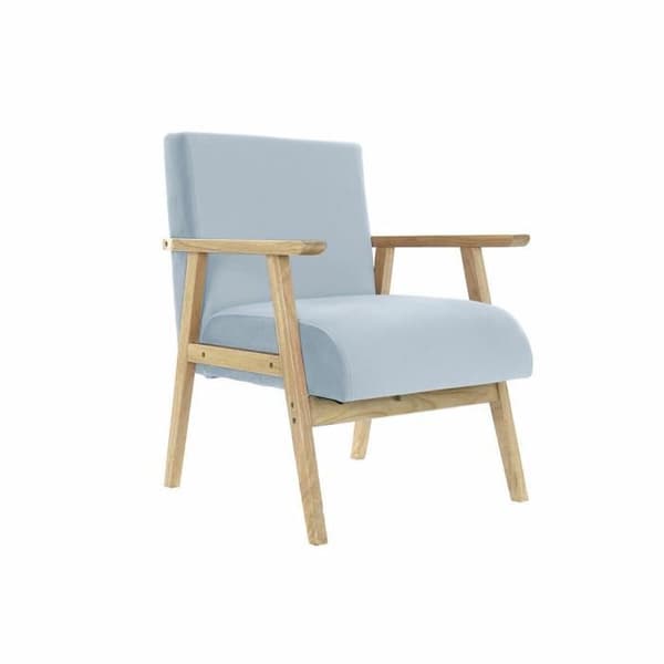 Himmelsblå polyesterfåtölj - Märke - Modell - MDF-trä - 61 x 63 x 77 cm