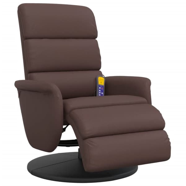 Reclinerfåtölj med fotstöd brun konstläder