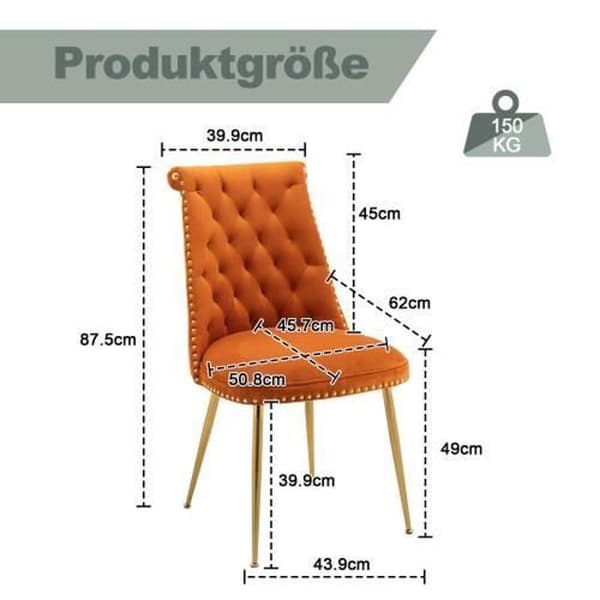 Gungstol - Lyx - Orange - Sammet - Klädd - Set om 2