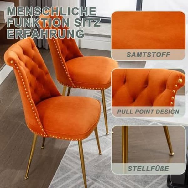 Gungstol - Lyx - Orange - Sammet - Klädd - Set om 2