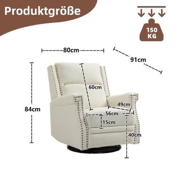 360 graders vridbar avkopplingsstol, hotell, sovrum, kontor, lounge fritidsstol, vit