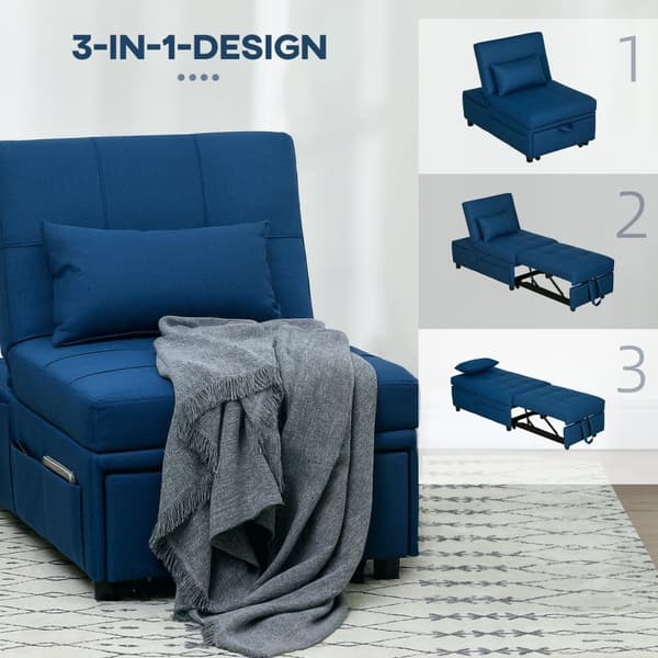 Rootz 3 -i -1 foldestol seng - hvilestol - chaise longue - justerbar ryglæn - 65,5L x 104W x 81H cm - bærbar med hjul og sidelomme