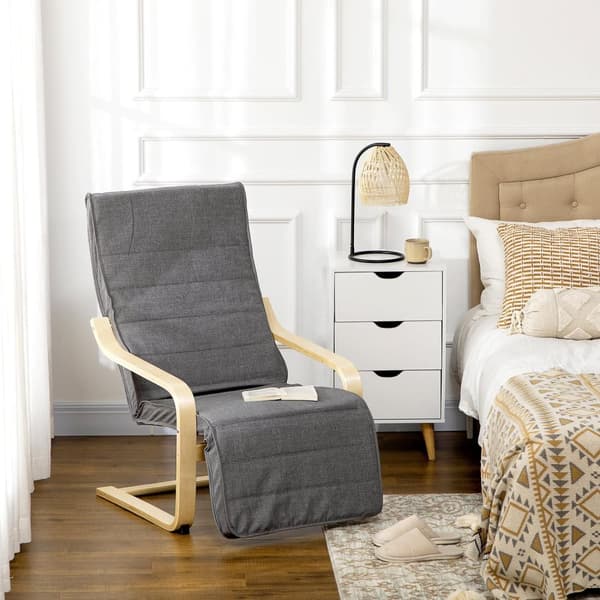 Rootz Accent Chair - Relaxation Chair - Recliner - Justerbar fotstöd - Björkved - 66,5 x 94 x 100 cm