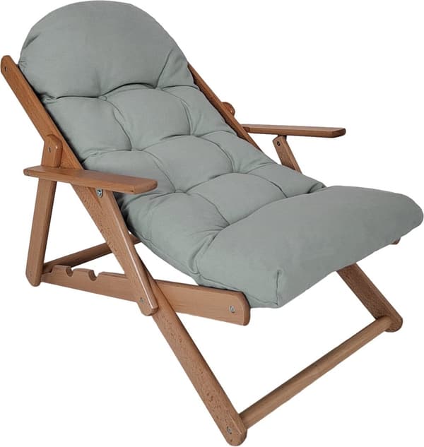 Rootz Justerbar træstalstol - Liggende stol - Polstret lænestol - Komfort og rumbesparende - 71W x 89d x 96H cm