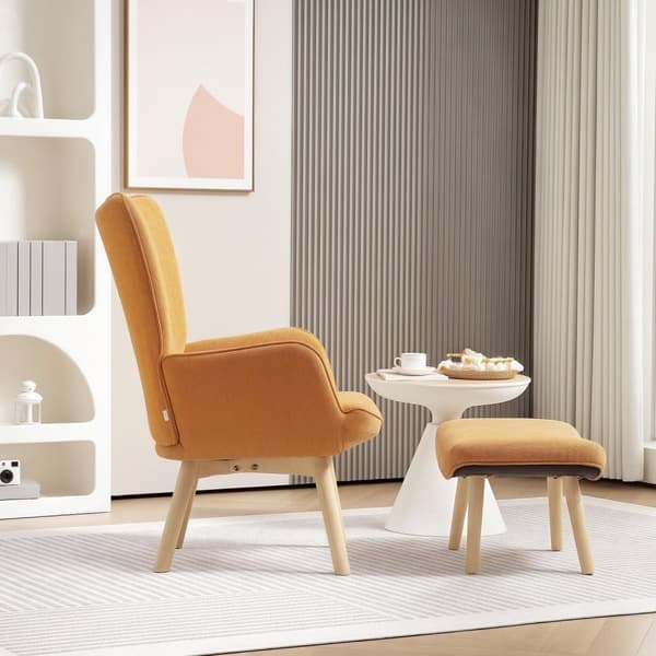 Rootz Accentstol med afføring - Afslapningsstol - Lounge lænestol - Ergonomisk komfort - 72 cm x 80 cm x 101 cm - Corduroy Look - Brun