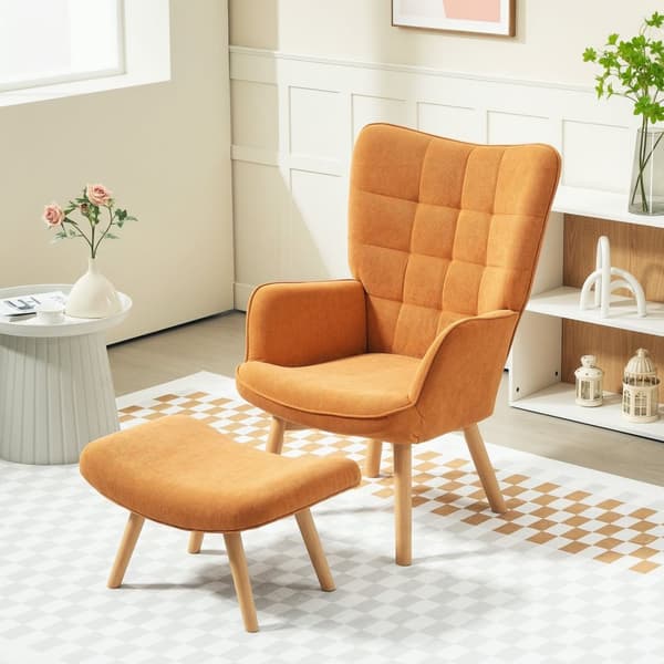Rootz Accentstol med afføring - Afslapningsstol - Lounge lænestol - Ergonomisk komfort - 72 cm x 80 cm x 101 cm - Corduroy Look - Brun