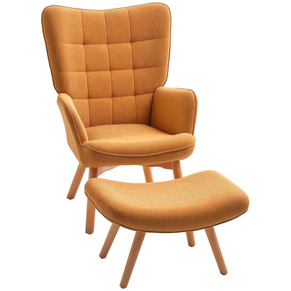 Rootz Accentstol med afføring - Afslapningsstol - Lounge lænestol - Ergonomisk komfort - 72 cm x 80 cm x 101 cm - Corduroy Look - Brun