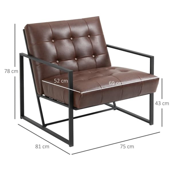 Rootz Chesterfield Lounge stol - Afslapningsstol - Ergonomisk sæde - Faux læder - 75 cm x 81 cm x 78 cm - Maksimal komfort