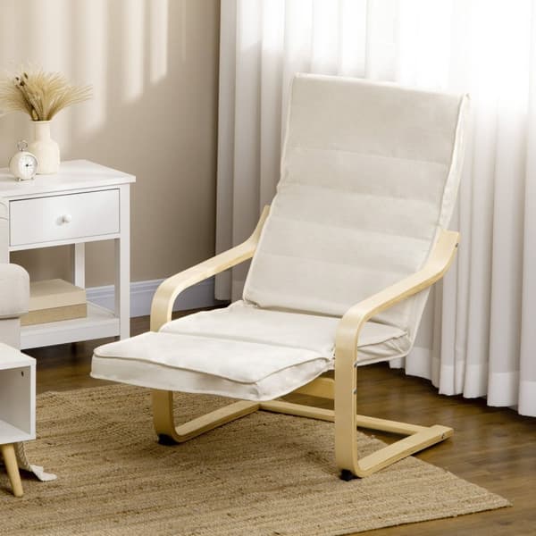 Rootz Patch Stol med pude - hvilestol - afslapningsstol - 5 -trins fodstøtte - Birch Wood - 66,5 cm x 94 cm x 100 cm - Understøtter op til 120 kg