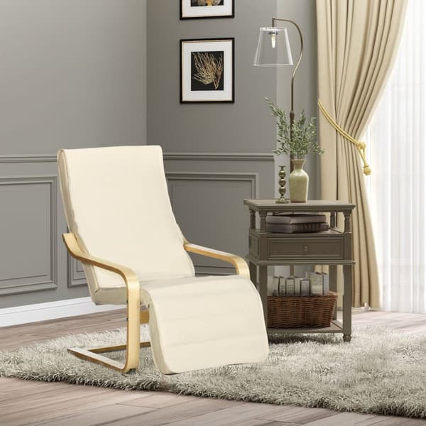 Rootz Patch Stol med pude - hvilestol - afslapningsstol - 5 -trins fodstøtte - Birch Wood - 66,5 cm x 94 cm x 100 cm - Understøtter op til 120 kg