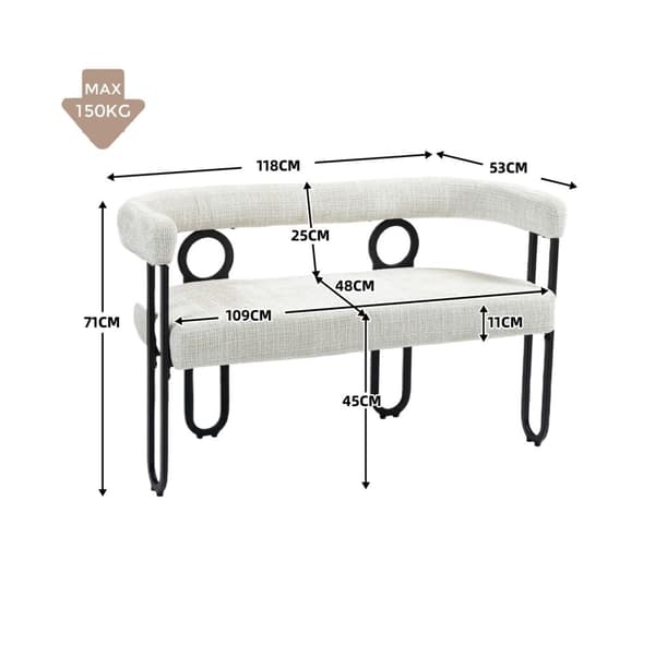 Rootz Double Sofa - Love Seat - Modern Couch - Chenille Fabric - 118 cm x 53 cm x 71 cm - Ergonomisk komfort