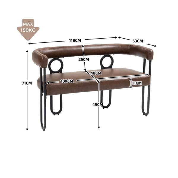 Rootz dubbel bäddsoffa - PU läder soffa - bekväm sittplats - skum med hög densitet - 118 cm x 53 cm x 71 cm
